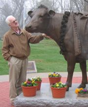 Lado Goudjabidze, the sculptor, admiring his finished work.